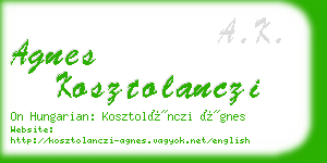 agnes kosztolanczi business card